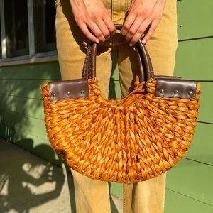 Woven straw purse